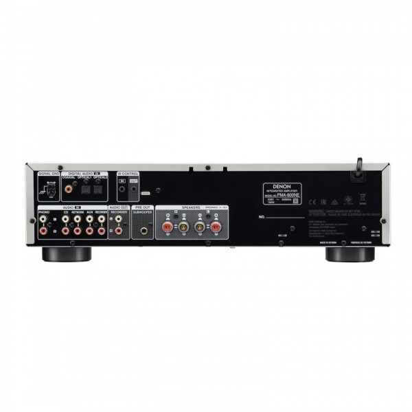 Denon PMA-600NE Integrated Stereo Amplifier, Silver Back View