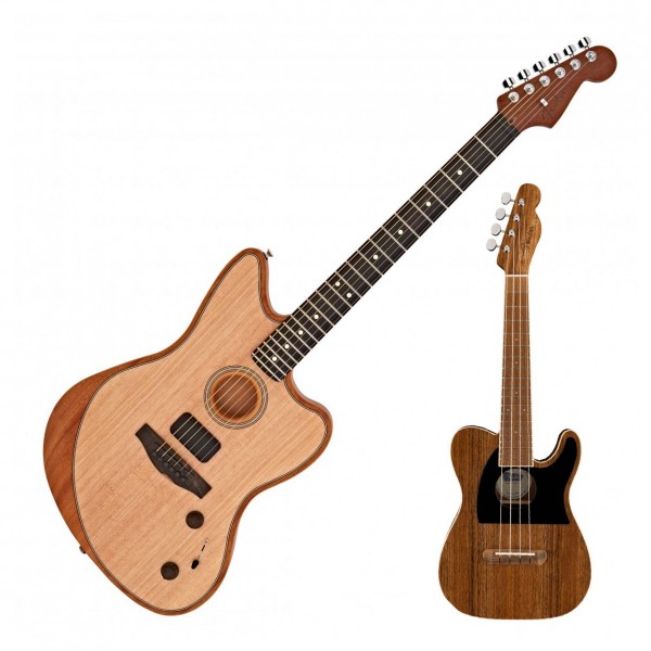 Fender American Acoustasonic Jazzmaster, Natural & Free Tele Uke