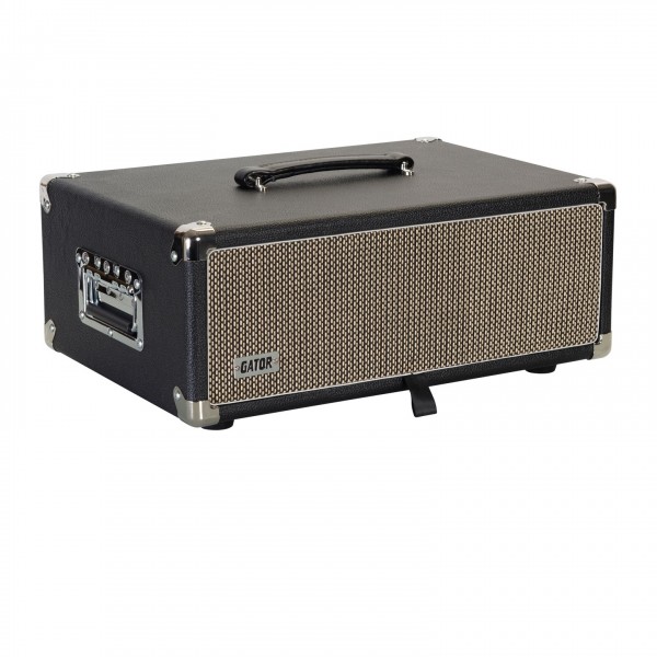 Gator GR-RETRORACK-3BK 3U Vintage Amp Vibe Rack Case, Black - Front, Left