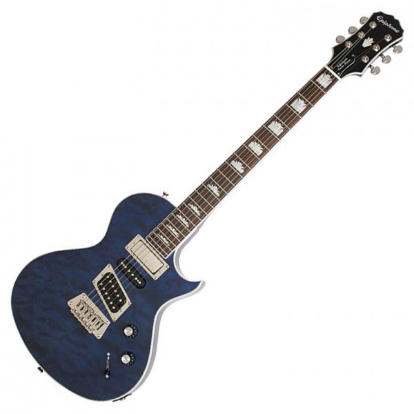 Epiphone Nighthawk Custom Quilt Electric Guitar, Translucent Blue