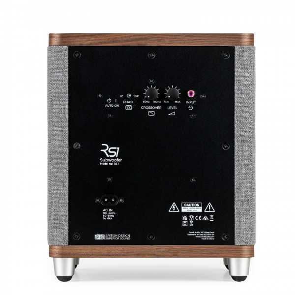 Ruark RS1 Subwoofer, Rich Walnut Back View