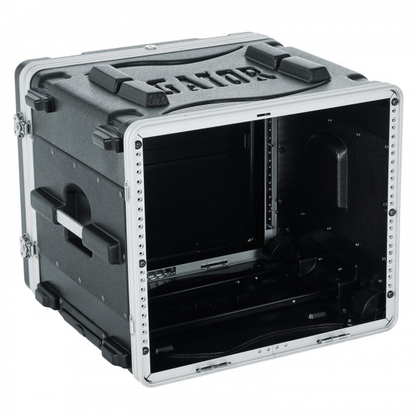 Gator GRR-8L Lockable Moulded Rolling Rack Case, 8U - Angled Open 2
