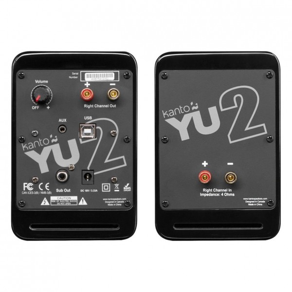 Kanto YU2 Speakers, Gloss Black - Rear