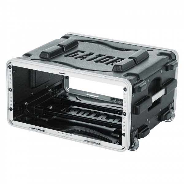 Gator GRR-4L Lockable Moulded Rolling Rack Case, 4U - Fully Open