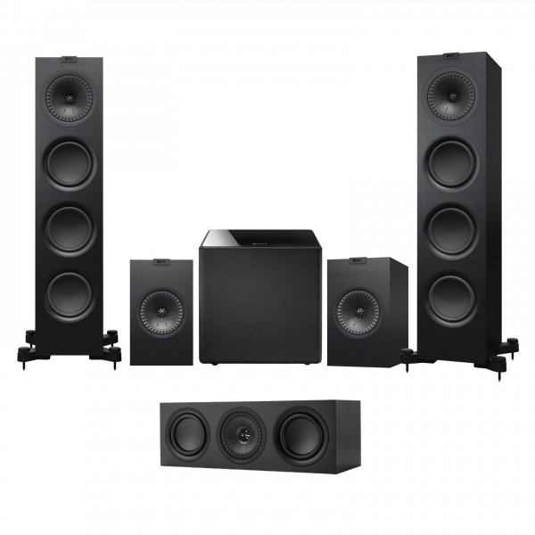 KEF Q750 5.1 Compact Speaker Package with Kube 10b Subwoofer, Black Full View