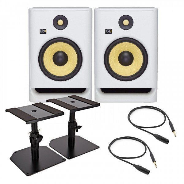 KRK ROKIT RP7 G4 White, Studio Monitor Bundle At