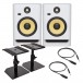 KRK ROKIT RP8 G4 Studio Monitor Bundle, White Noise - Full Bundle