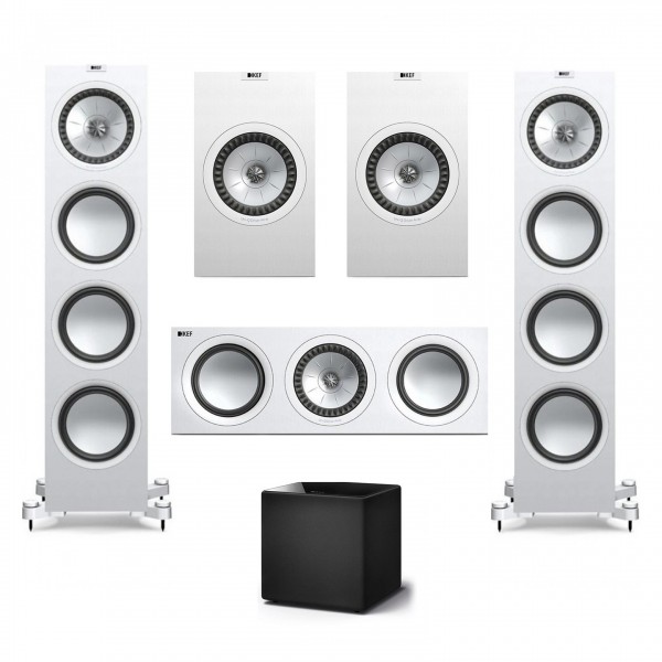 KEF Q950 5.1 Speaker Package w/ Kube 12b Subwoofer, White