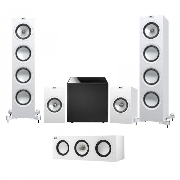 KEF Q750 5.1 Compact Speaker Package w Kube 10b Subwoofer, White Full View