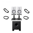 Yamaha HS7 Complete Studio Bundle, White with HS8S Subwoofer
