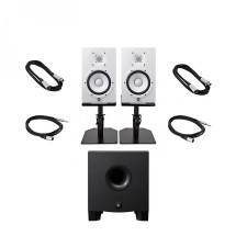 Yamaha HS7 Complete Studio Bundle, White with HS8S Subwoofer