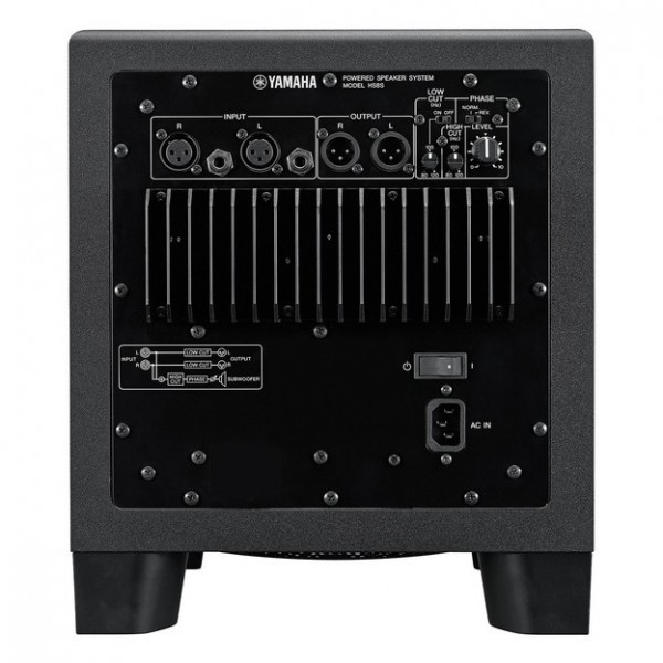 Yamaha HS5 Complete Studio Bundle, White with HS8S Subwoofer - HS8S, Rear