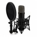 Rode NT1 Signature Series Condenser Microphone, Black - Angled with Shock Mount