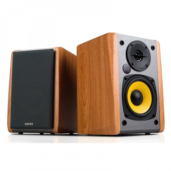 Edifier R1010BT Active Bluetooth Bookshelf Speakers (Pair), Brown Front View 2