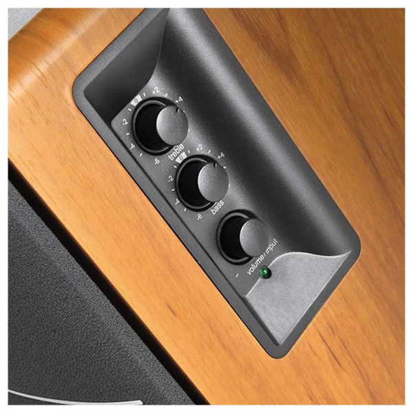 Edifier R1280DBS Active 2.0 BT Bookshelf Speakers (Pair), Brown Close Up View