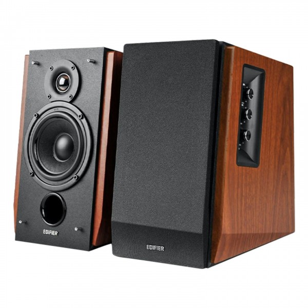 Edifier R1700BT Active 2.0 Bluetooth Bookshelf Speakers (Pair), Brown Front View