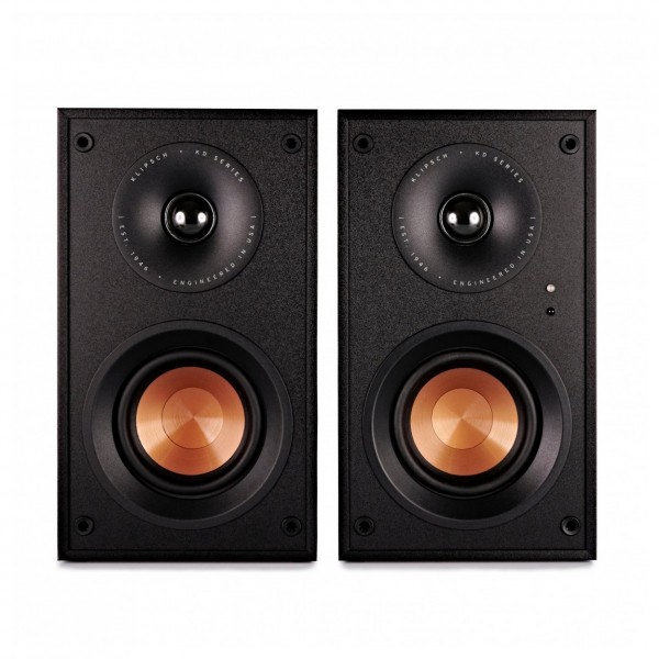 Klipsch KD-400 Powered Bookshelf Speakers, Black With Free Cable Pack