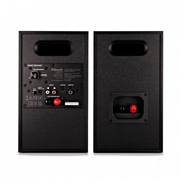 Klipsch KD400 Powered Bookshelf Speakers, Black With Free Cable Pack