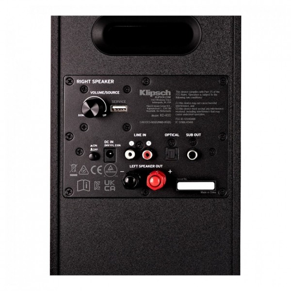 Klipsch KD400 Powered Bookshelf Speakers, Black With Free Cable Pack