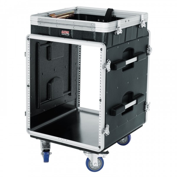 Gator GRC-10X12 PU Moulded Pop-Up Rack Case, 10U Top, 12U Side - Fully Open