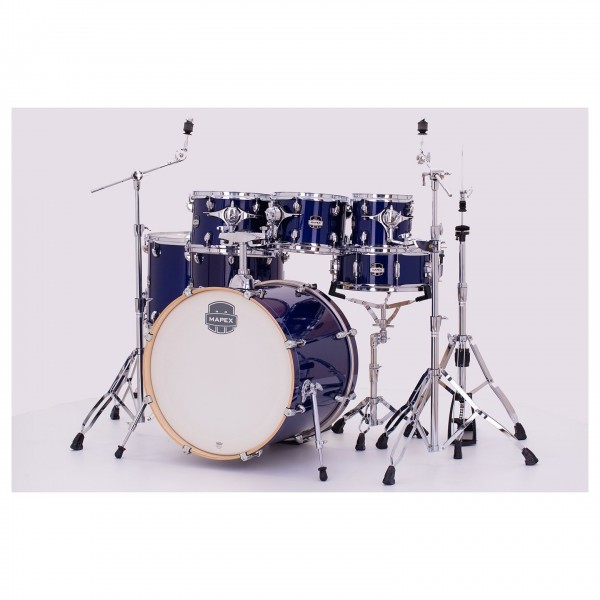 Mapex Mars Maple 22'' 7pc Studioease Shell Pack, Midnight Blue - Angle
