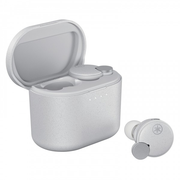 Yamaha TW-E7B True Wireless Active Noise Cancelling Earbuds, White Front View