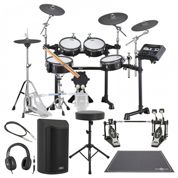 Yamaha DTX8K-M Electronic Drum Kit w/ Double Pedal Complete Bundle