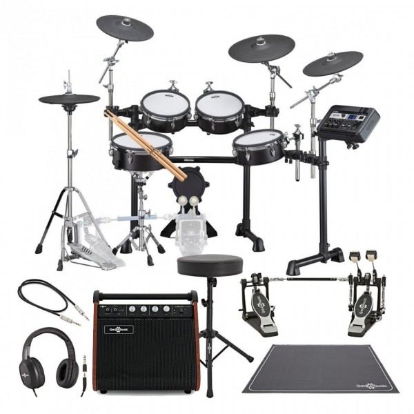 Yamaha DTX8K-M Electronic Drum Kit w/ Double Pedal Complete Bundle