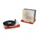 Re-Spin Record Player, Red - Angled Open