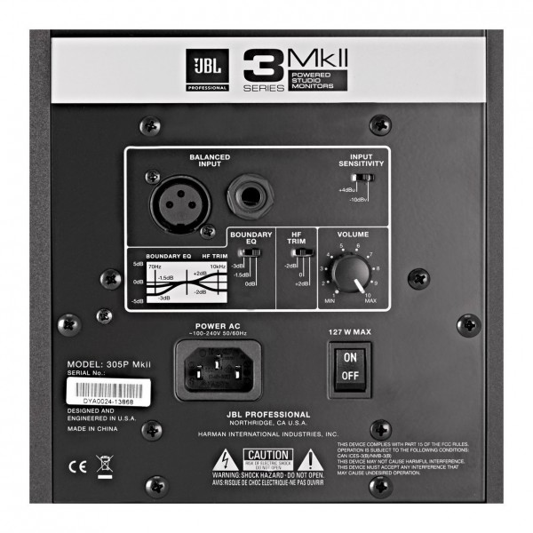 JBL 305P MKII Studio Monitor, Pair - Rear Detail