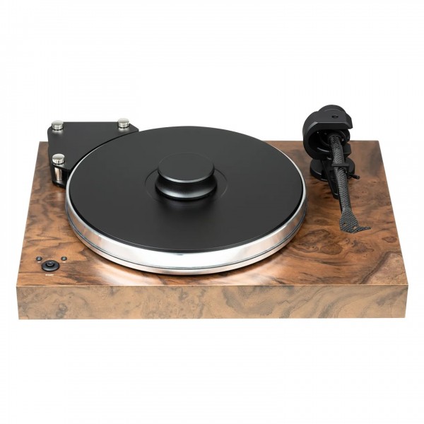 Pro-Ject Xtension 9 SuperPack Turntable, Satin Walnut Burl Front View