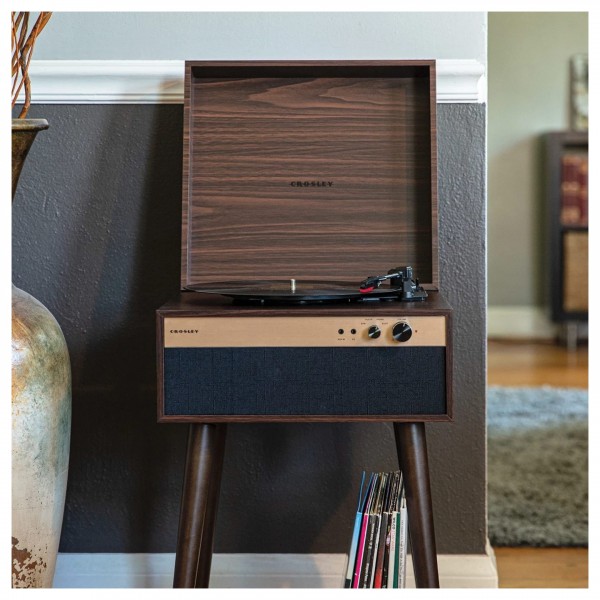 Crosley Jasper Turntable, Walnut - Lifestyle