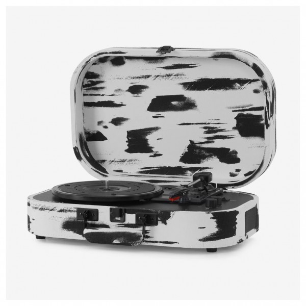 Discovery Portable Record Player with Bluetooth, Black and White - Angled Open