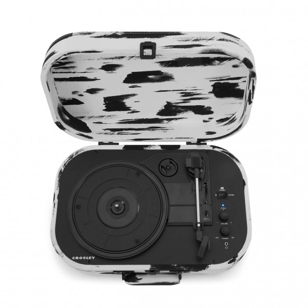 Crosley Discovery Bluetooth Record Player, Black and White - Top Open