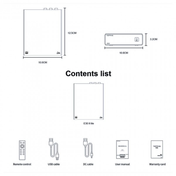 Topping E30 II Lite Desktop DAC - dimensions