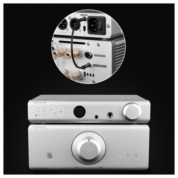 Topping LA90 Discrete Class AB Power Amplifier, Silver - rear detail