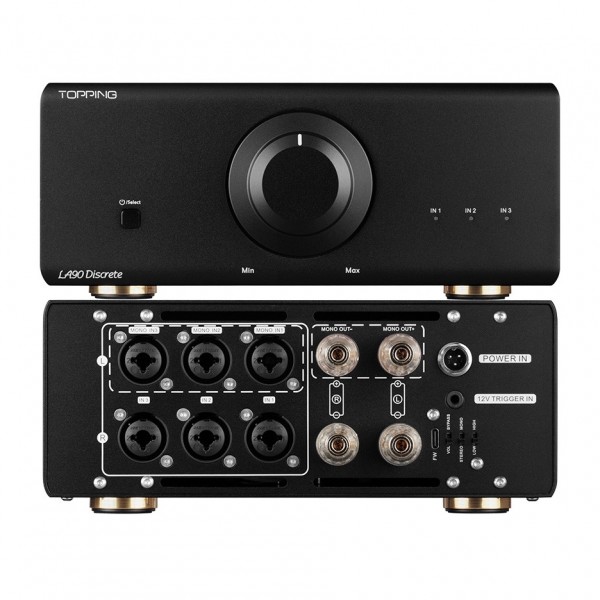 Topping LA90 Discrete Class AB Power Amplifier, Black - front and rear