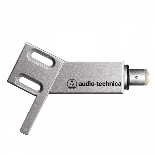 Audio Technica Angled Headshell for Straight Tonearm, Silver Front View