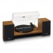 Lenco LS-310WD Bluetooth Turntable and Speaker Bundle, Wood - Angled Open