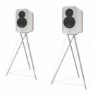 Q Acoustics Concept 300 Bookshelf Speakers (Pair) with Tripod Speaker Stands, Gloss White / Oak