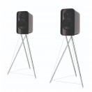 Q Acoustics Concept 300 Bookshelf Speakers (Pair) with Tripod Speaker Stands, Gloss Black / Rosewood