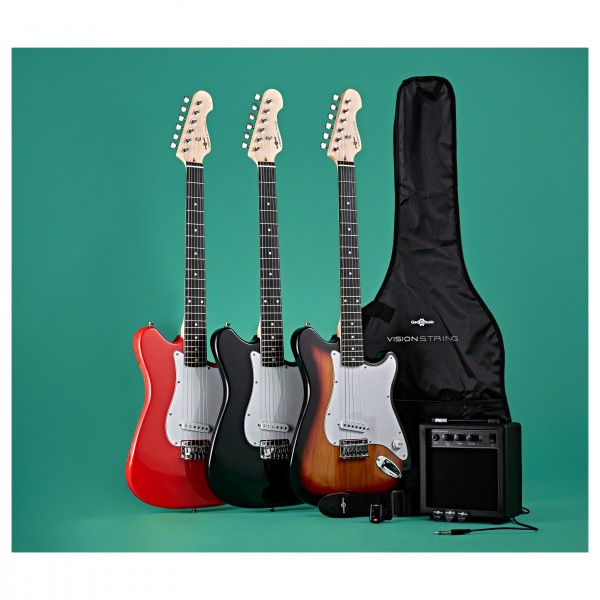 VISIONSTRING Electric Guitar Pack, Black
