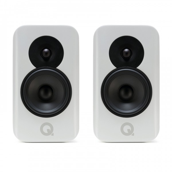 Q Acoustics Concept 300 Gloss White and Oak Front View 3