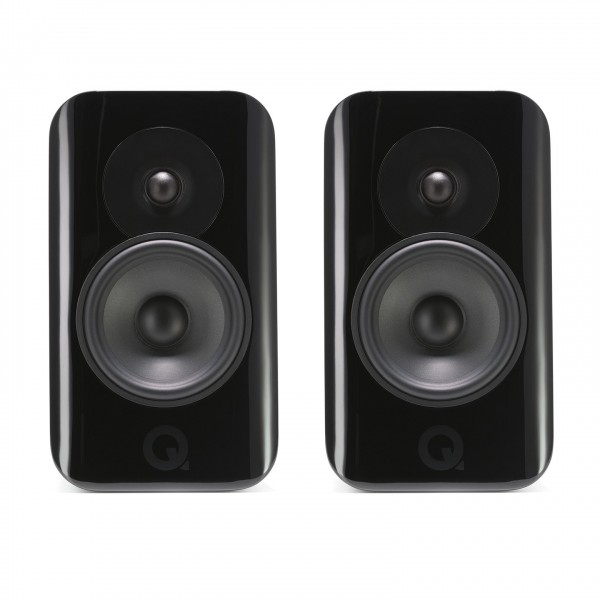 Q Acoustics Concept 300 Bookshelf Speaker (Pair), Black and Rosewood Front View 4