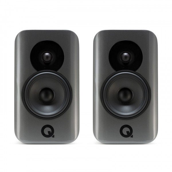Q Acoustics Concept 300 Bookshelf Speakers (Pair), Silver Ebony