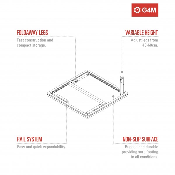 G4M Compact Stage Platform with Legs, 1m x 1m