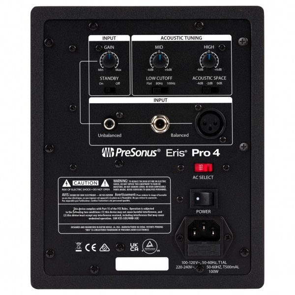 Eris Pro 4 Studio Monitor - Rear