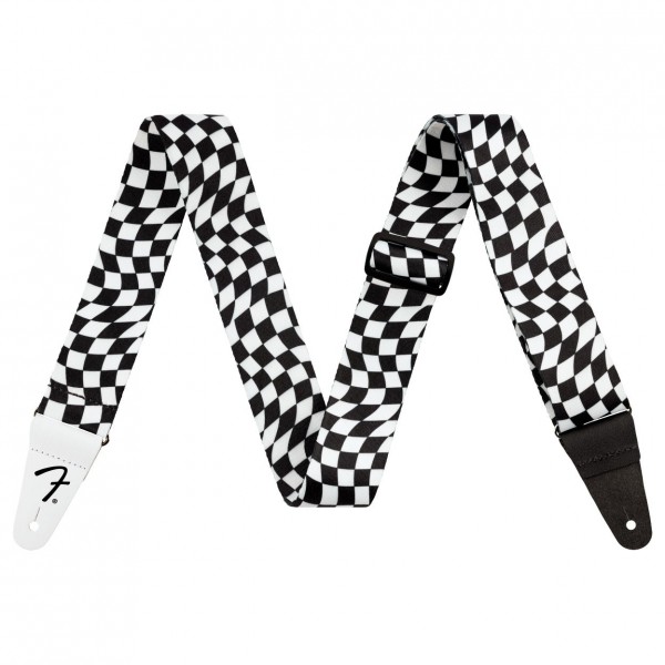 Fender Wavy Checkerboard Polyester Strap, Black/White