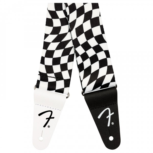 Fender Wavy Checkerboard Polyester Strap, Black/White