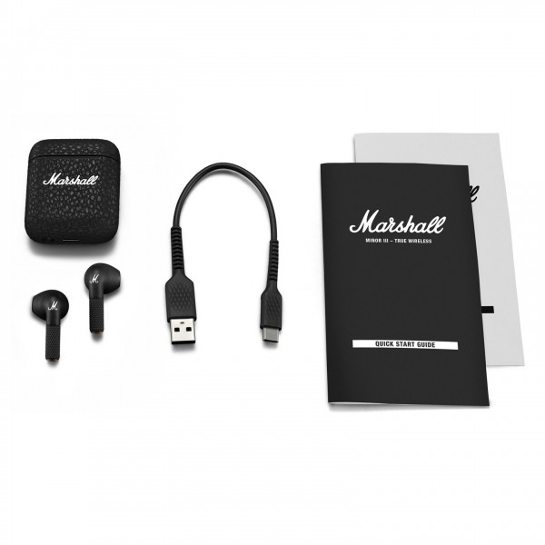 Marshall MINOR III Earbuds with Charging Case, Black at Gear4music